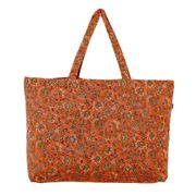 Sac cabas fleuri en lin terre brulée - Samara