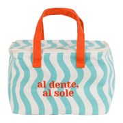 Sac isotherme en coton rayé turquoise et rouge - Solencia