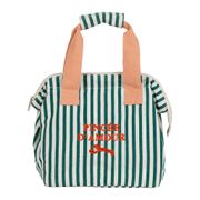 Sac isotherme en coton rayé vert et corail - Solencia
