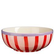Saladier en céramique rayé rose et rouge d24cm - Mag