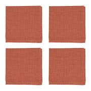 Serviettes x4 à carreaux en coton rouge 40x40cm - Campagne