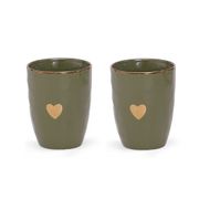 Set de 2 tasses en faïence kaki 35cl - Matins Câlins