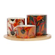 Set de 3 coupelles et plateau tournant en céramique multicolore - Palmera