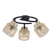 Plafonnier 3 spots orientables en métal noir et cordelette d47cm E14 - Cancun