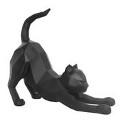 Statue origami chat polyresine mat noir H24cm