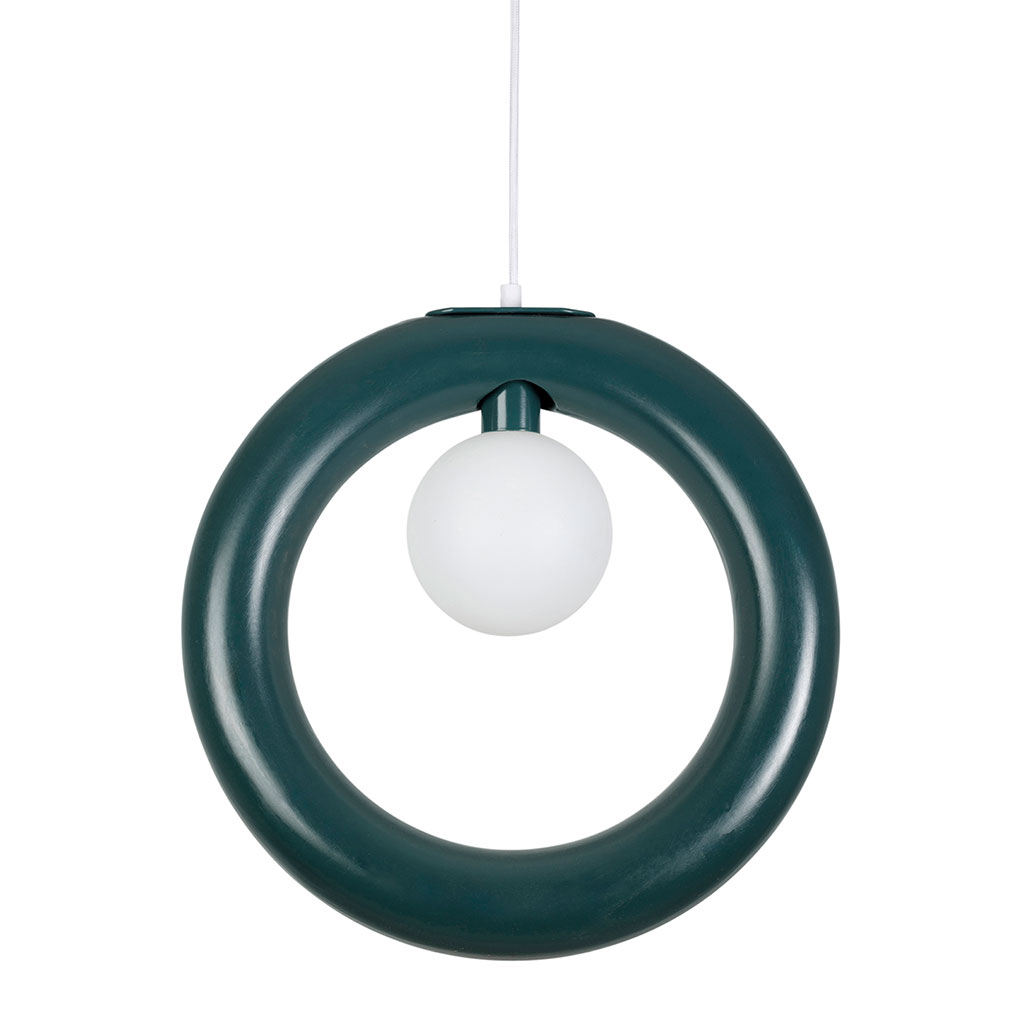 Suspension donut en céramique émeraude d38cm G9 - Colorea