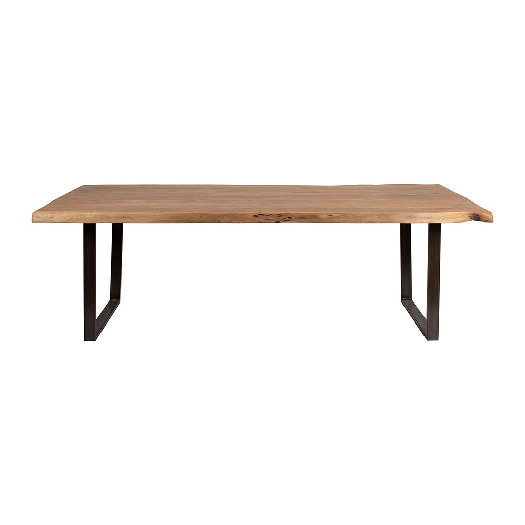 Table à manger en acacia massif et pieds en fer noir 240x110cm - Factory