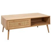 Table basse avec tiroir en bois et cannage L110cm - Baia