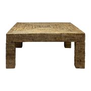 Table basse carré en pin et rotin naturel 90x90cm - Pasil
