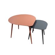 Table basse gigogne d'extérieur en acier terracotta et anthracite - Azur