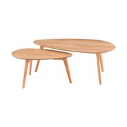 Lot de 2 table basse en chêne naturel - Becka