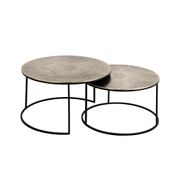 Lot de 2 table gigogne en aluminium et fer argenté - Felia