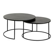 Lot de 2 table gigogne en aluminium et fer noir - Felia