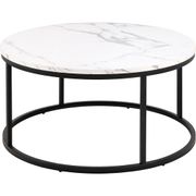 Table basse ronde effet marbre blanc d80cm - Spiro