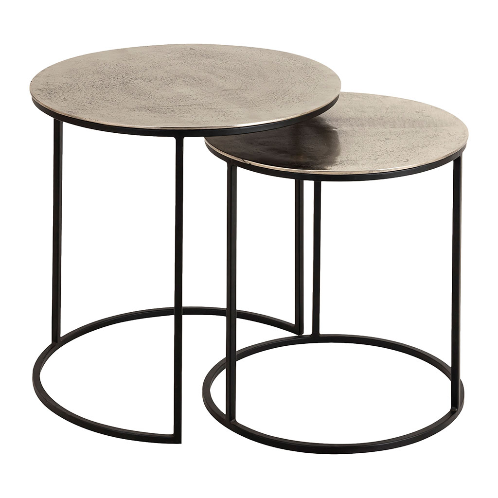 Table d'appoint gigogne (x2) en fer argent - Felia