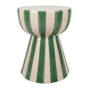 Table d'appoint ronde en grès rayé vert et blanc d33cm - Artist