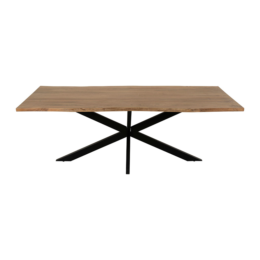 Table rectangulaire en acacia et pieds en fer noir 220x100cm - Brooklyn