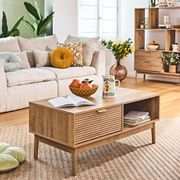 Table basse en bois 1 tiroir 1 niche 100x50cm - Tiphaine