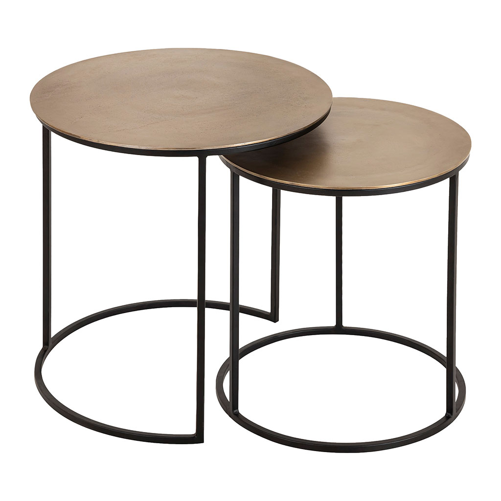 Tables d'appoint gigogne (x2) en fer doré - Felia