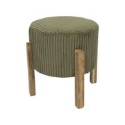 Tabouret en tissu côtelé vert et bois d'acacia - Scarlett