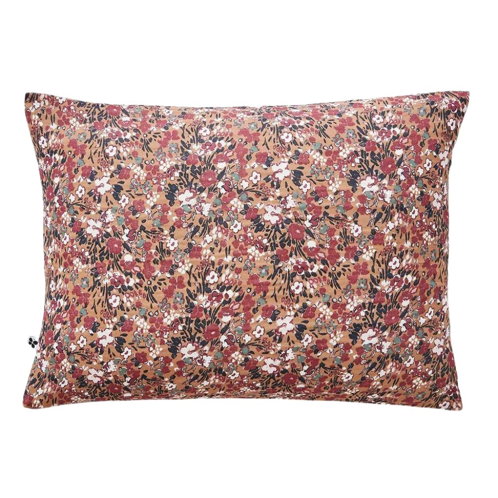 Taie d'oreiller en gaze de coton imprimée camel 50x70cm - Capucine