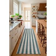 Tapis de cuisine lavable rayé sauge et blanc 70x180cm - Azulejo