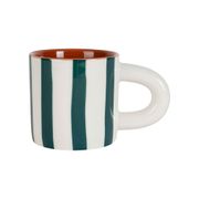 Tasse à café en grès rayée émeraude et blanc 17cl - Alaria