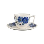 Tasse à café et sous-tasse en faïence bleu 10cl - Blandine