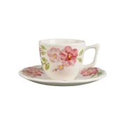 Tasse à café et sous-tasse en faïence rose 10cl - Blandine