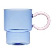 Tasse à thé en verre bleu et rose 33cl - belle vie