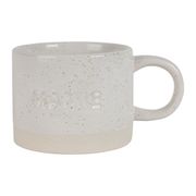 Tasse à thé mamie en grès écru moucheté 30cl - Famille