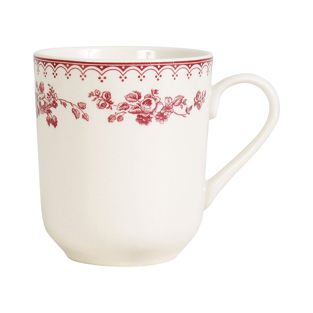 Tasse haute en faïence blanc et rouge 34cl - faustine