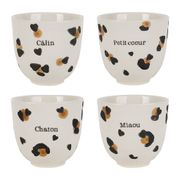 Tasses à café x4 en grès léopard brun et noir 15cl - Mini fauve