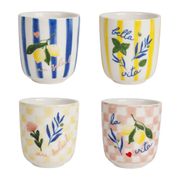 Tasses à café x4 en grès multicolore 10cl - Solencia