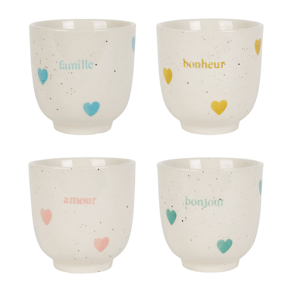 Tasses à café x4 en grès multicolore moucheté 15cl - Famille