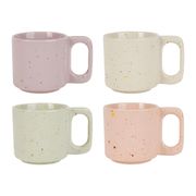 Tasses à café x4 en grès multicolore moucheté 8cl - Aurore