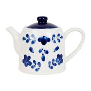 Théière en grès indigo et blanc avec filtre 95cl - Bellagio