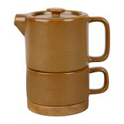 Théière solitaire en grès brun avec filtre 45cl - Nordika