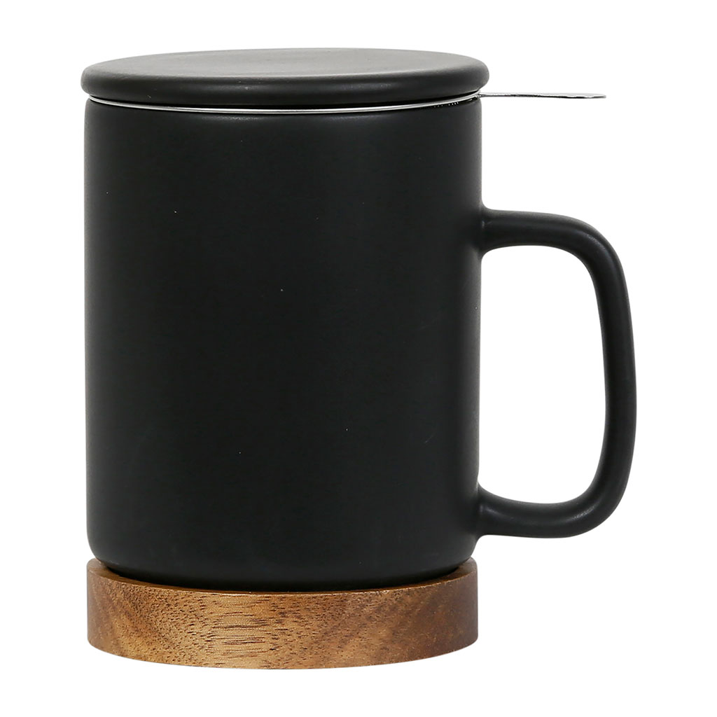 Tisanière en grès avec filtre noir mat - nordika 
