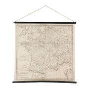 Toile "carte royaume de fr beige 98x96cm