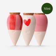 Trio mini diffuseur d'eau en argile : 1 rayé rose et rouge + 1 cœur + 1 rose - Olla