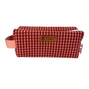 Trousse nomade en tissu vichy bordeaux taille S - Biarritz