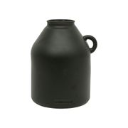 Vase bouteille noir mat en verre recyclé h26cm - linol