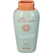 Vase crème solaire en faïence bleu h19cm