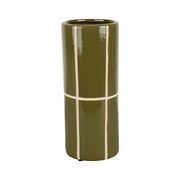 Vase cylindre en grès à carreaux kaki h30cm - Karoz