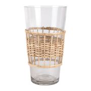 Vase cylindrique en verre et bambou naturel h23cm - Vanier