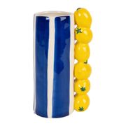 Vase en porcelaine indigo et jaune citron h19cm - Mocoa