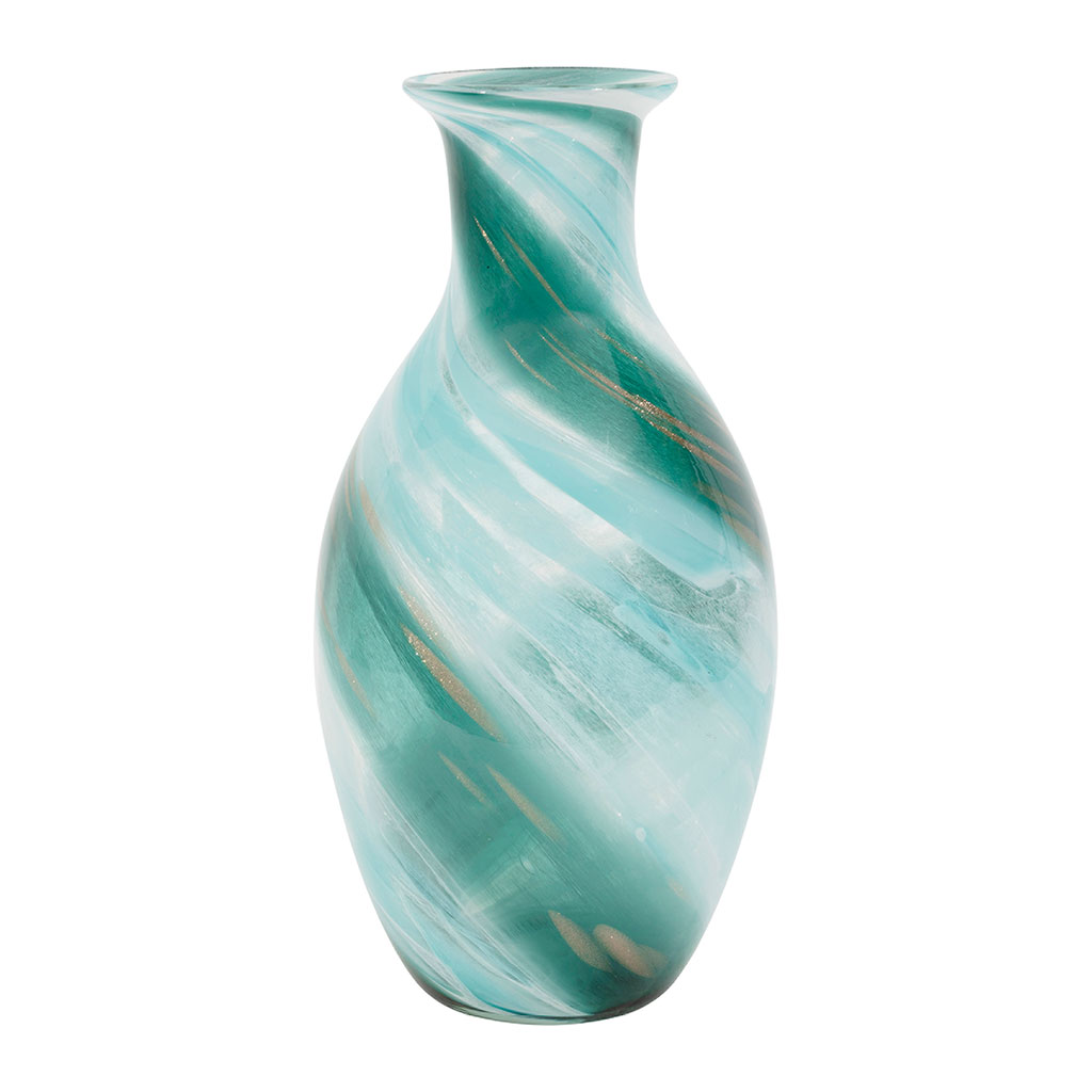 Vase en verre émeraude et doré h32cm - Sablon 