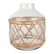 Vase en verre et bambou naturel d17cm - Vanier