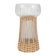 Vase en verre et bambou naturel h15cm - Vanier